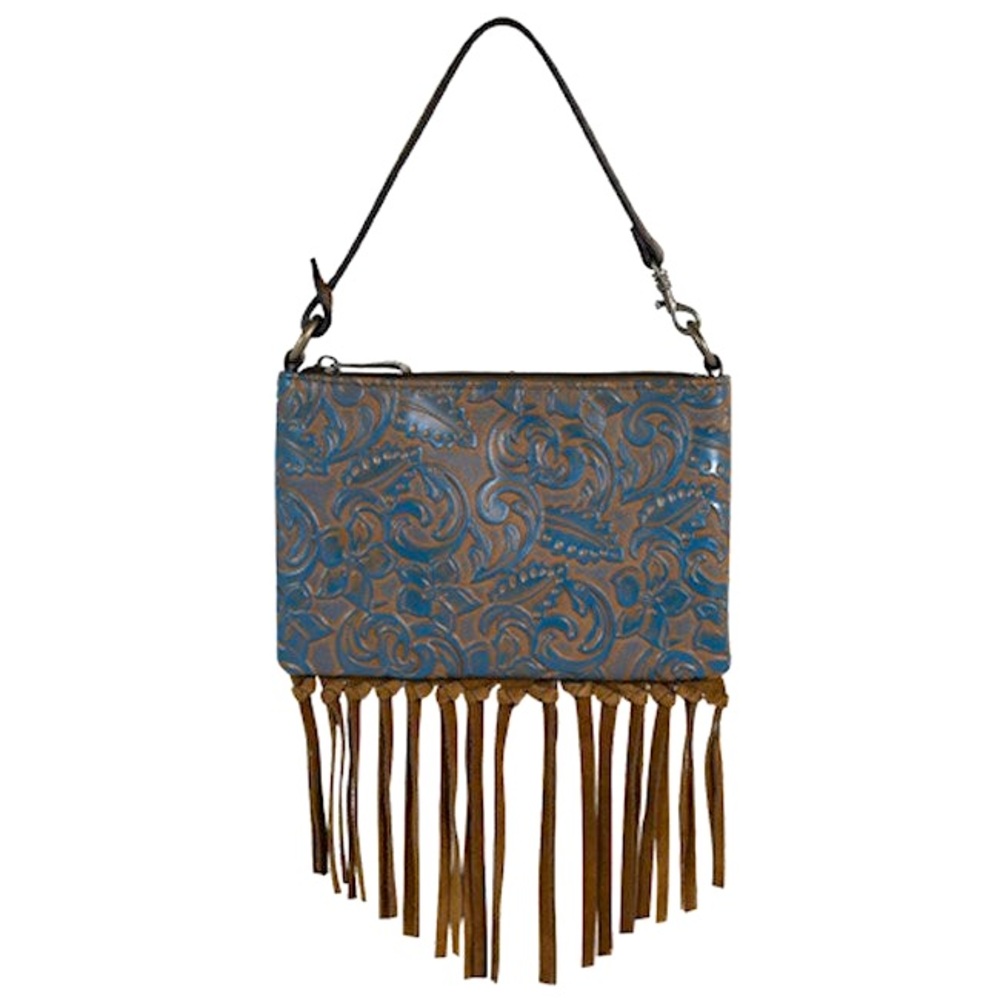 Justin Trenditions Turquoise Mini Fringe Shoulder Bag.